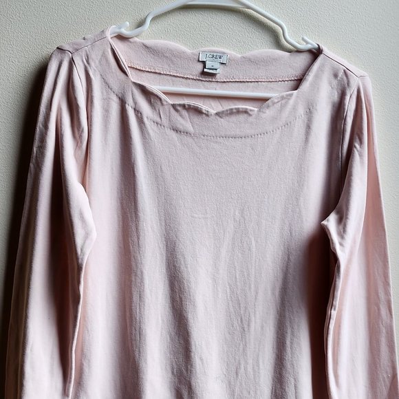 J. Crew Pink Scalloped Neckline Jersey Size Medium - Picture 4 of 14